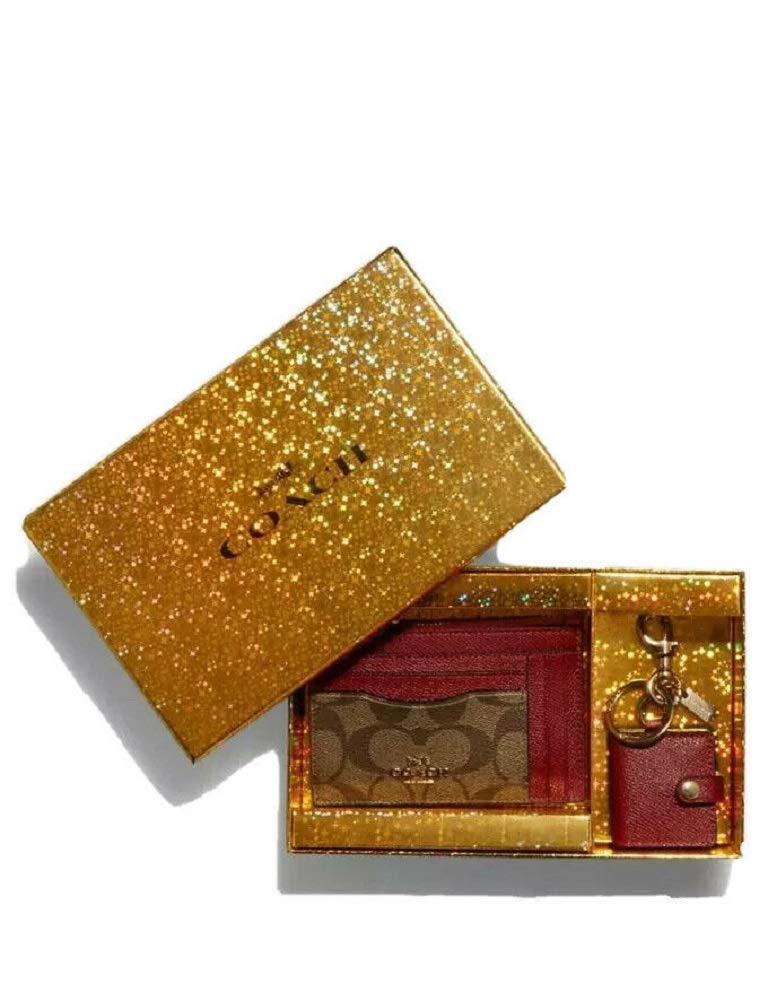 

Coach Boxed Mini Skinny ID Case Photo Bag Charm Set Signature Canvas US One Size Beige Size Color