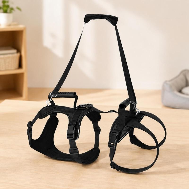 Two-Part Dog Support with Front Walking Section, Rear Support Section, and Side-Release Buckles for Daily Use