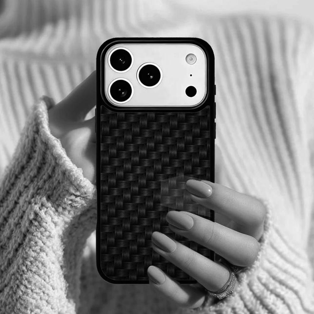 Carbon Fibre Effect Pattern Phone Case For Apple iPhone 17 Air 16E 15 14 Plus 13 12 11 Pro Max Mini Funda Cover