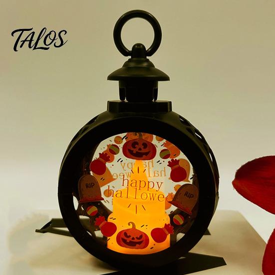 LED Decorative Flame Light Halloween Retro Pumpkin Lantern, Electronic Candle Light, Vintage Festive Lighting Handheld Lamp for Bar Haunted