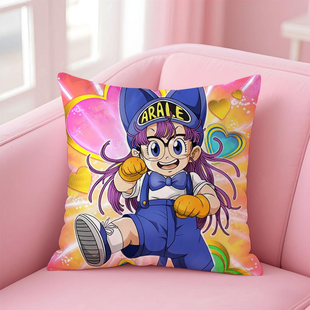 Cartoon Dr SSlump Arale Cushion Cover Linen Pillowcase Cover Soft Decor for Sofa Home Room