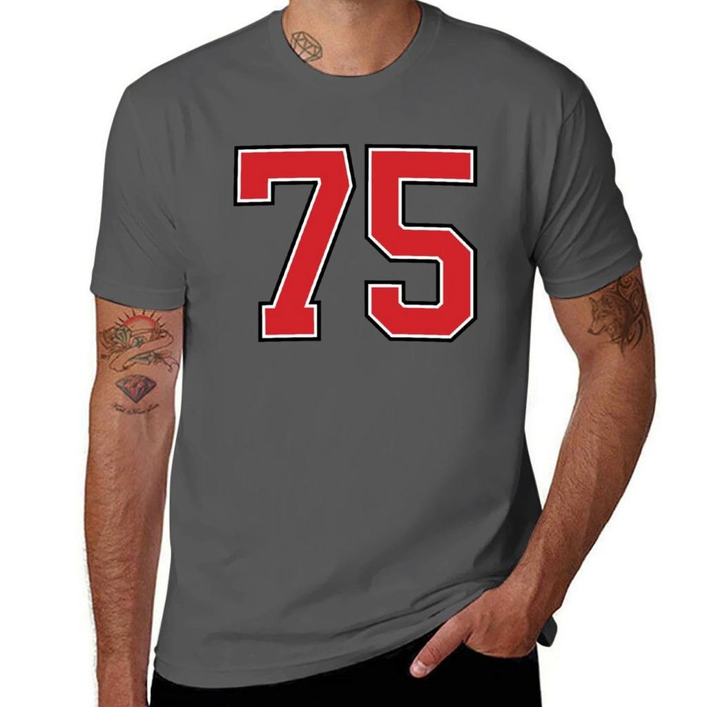 Sports Number 75 Red Black Color Lucky Sport Seventy Five Tshirt Quick Dry Training Short Sleeve Tee
