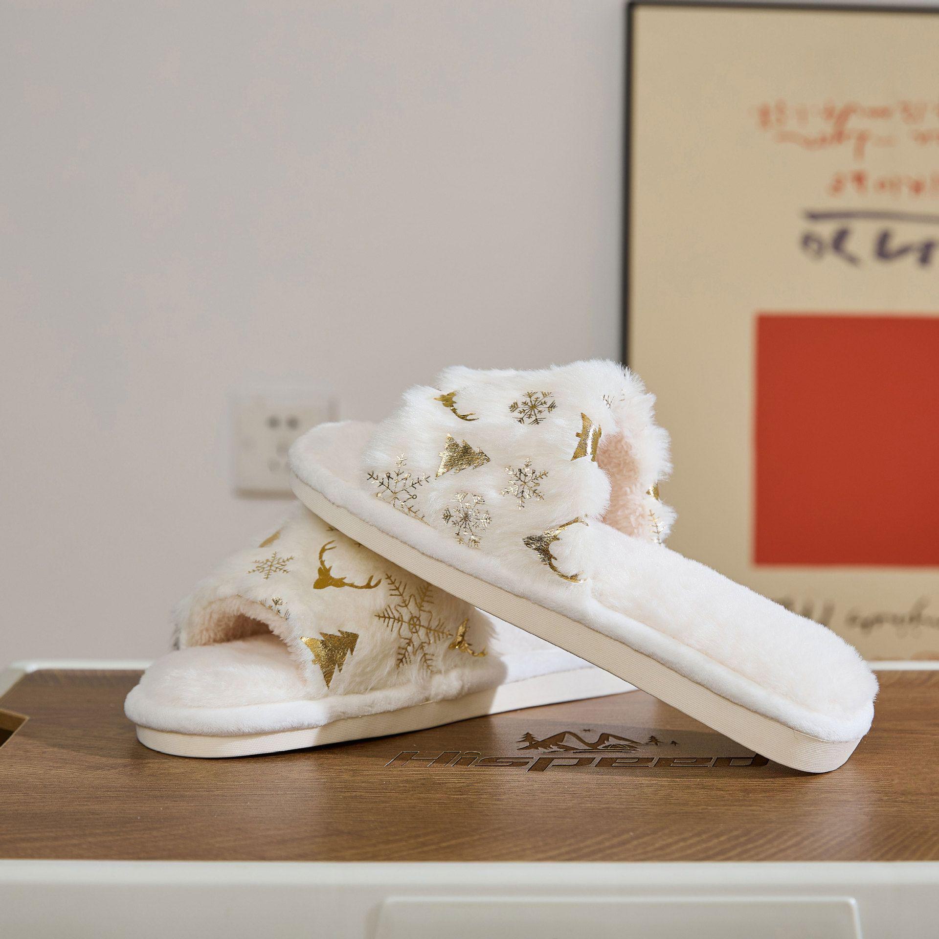 

Модные тапочки из хлопка с открытым носком: Стильный, милый, многосезонный, плоский и теплый 27 (40-41) белый