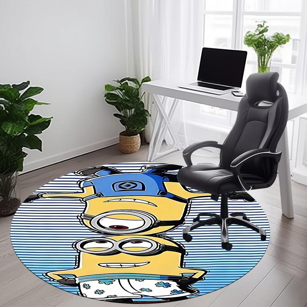 1PC Minion Pattern Office Round Area Rug, Indoor Mat Suitable For Office, Under Office Chairs Bedroom Living Room Home Decor DT1212031