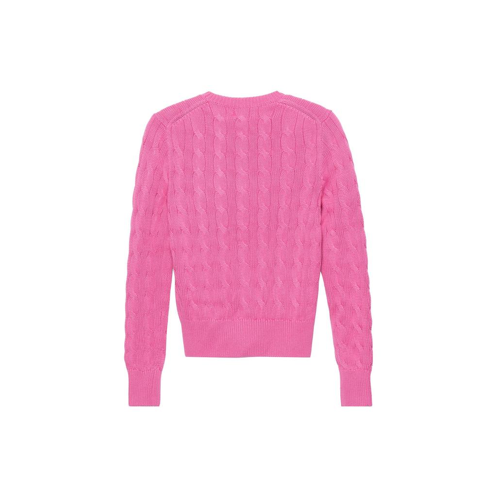 Polo Ralph Lauren SS23 Solid Color Embroidered Cable Knit Long Sleeve Sweater Women sweater Rose-Red 211891643007