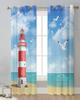Lighthouse Beach Seagull Sheer Curtains for Living Room Decoration Window Curtains for Kitchen Tulle Voile Organza Curtains