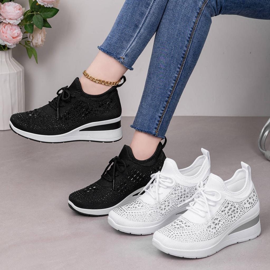Shoes Women's Shoes Versatile Summer New Breathable Casual Shoes Mesh Comfortable Height Increasing Mom Sneakers