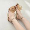 Temperament Rhinestone Embroidered Flower Slim Heel High Womens Sandals Sexy Peep Toe Ankle Strap Wedding Banquet Ladies Shoes