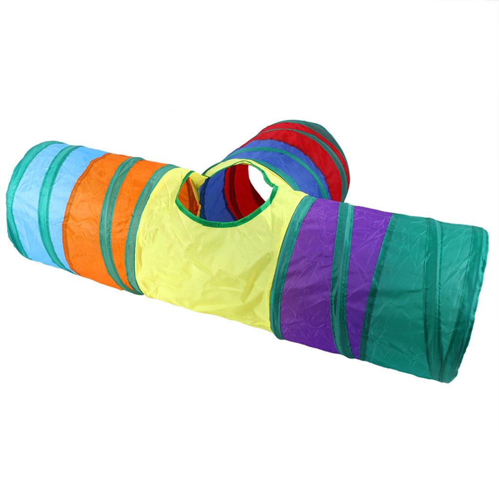 Cat 3 Way Tunnel Interactive Rainbow Collapsible Cat Tube with Play Ball for Cats Kittens
