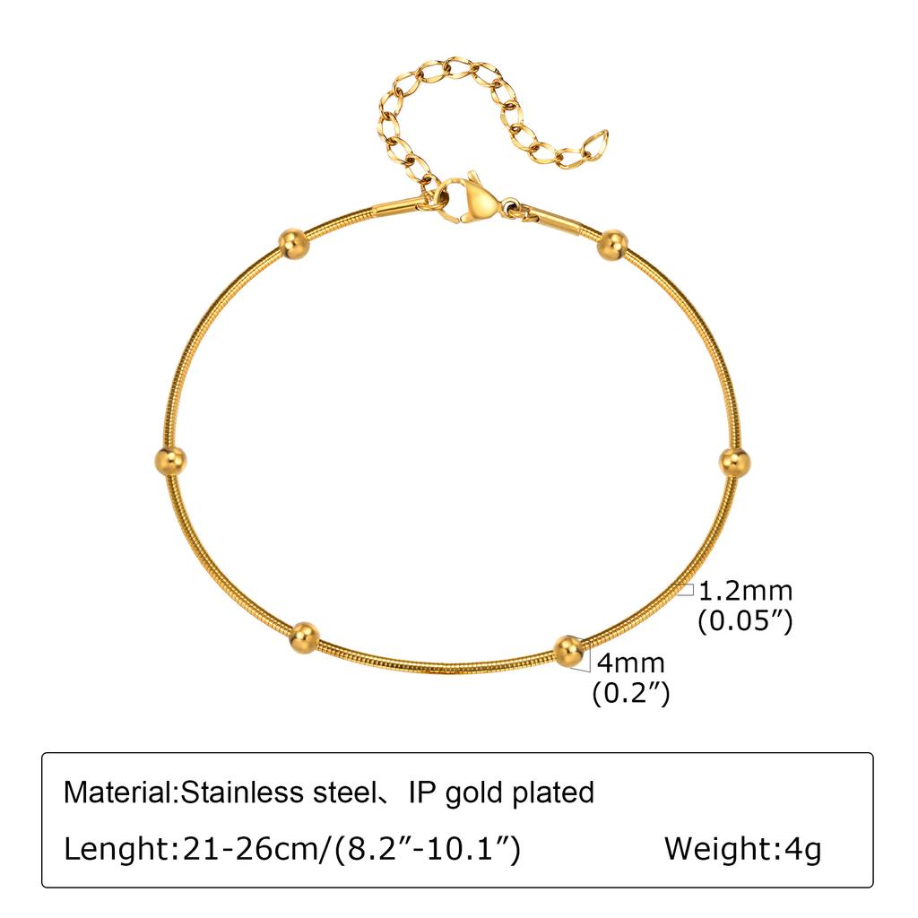 Fußkettchen Armband an Beinen Edelstahl , wasserdicht Verstellbar Strand Perlenkugel Kubanische Gliederkette Sommer Boho Fußschmuck für Frauen