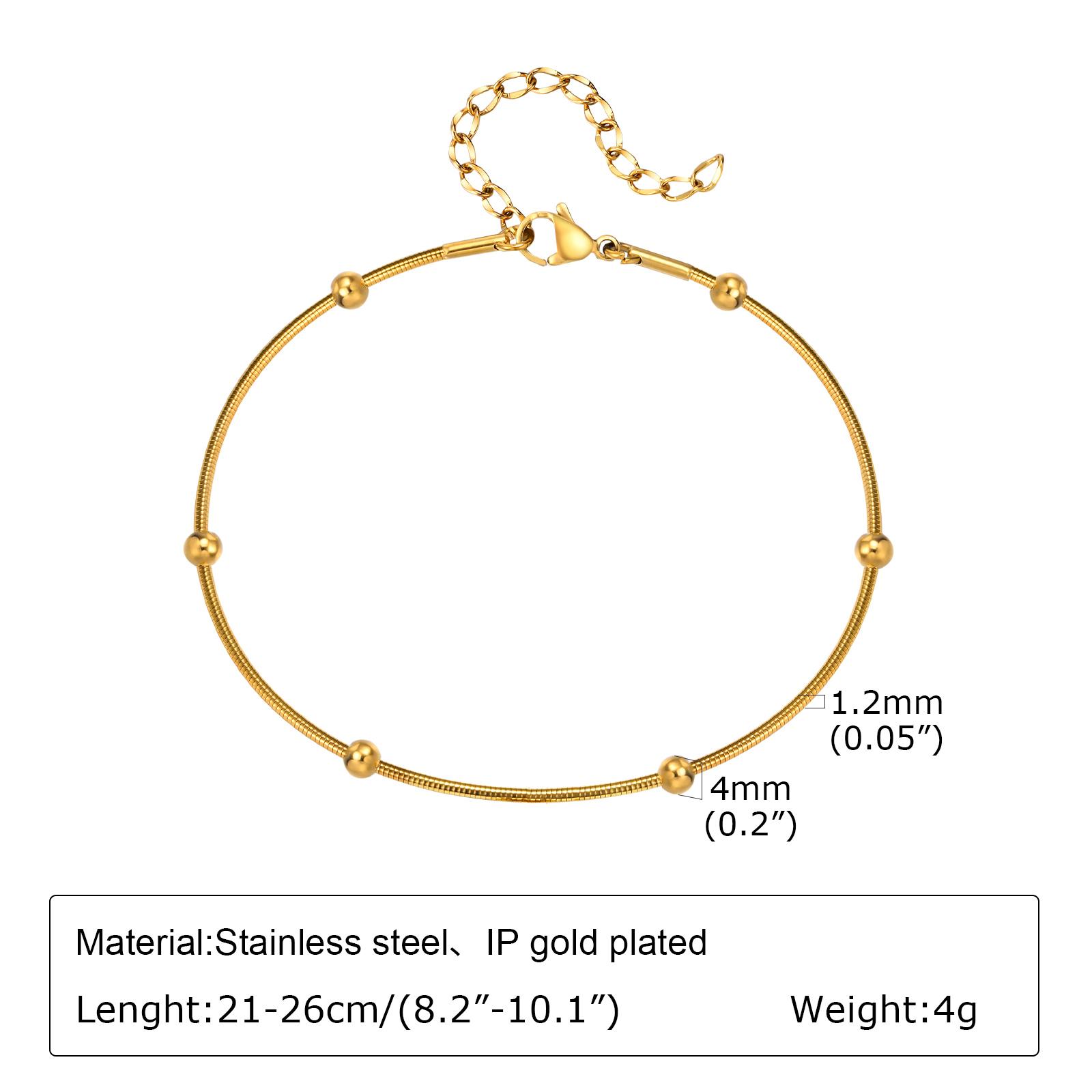 

Women Summer Round Bead Chain Anklet Simplicity Temperament Holidays Ankle Bracelets for Beach Party Adjustable Length Chain