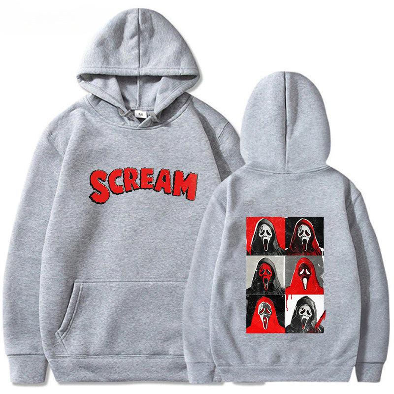 Europe and The United States Scream Around The Hoodie Long Sleeve Hooded Sweatshirts Unisex Y2K Street Fashion Pullover Clothing