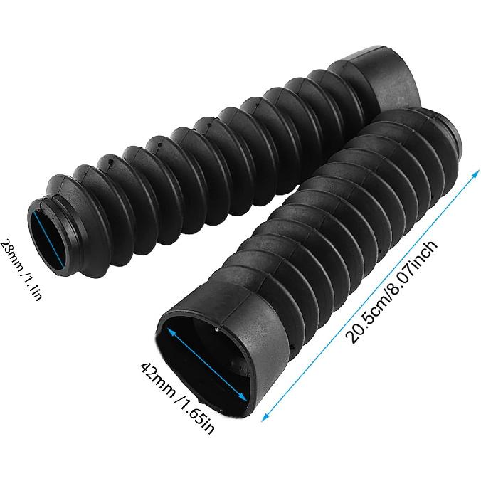 1 Pair Rubber Fork Cover Gaiters - Motorcycle Front Fork Cover Gaiters Boots Shock Damping Dust Cover 205 x 42mm (Black)