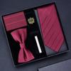 Tie Five-Piece Men'S Business Dress 8Cm Tie, Zipper Hand With The Same Bow Tie, Suit Square Scarf Cufflinks