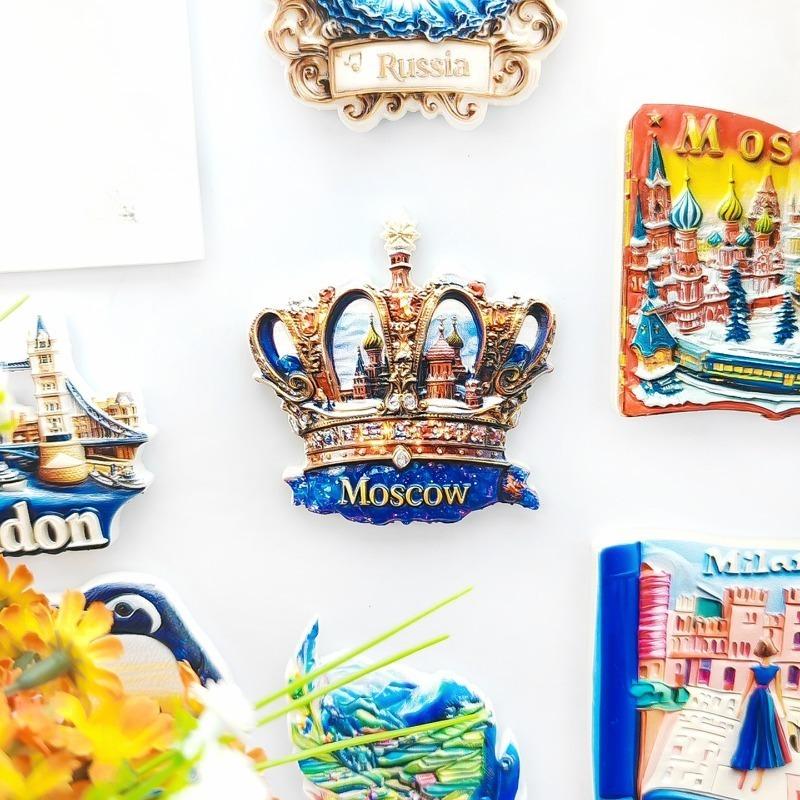 Moscow Crown & Storybook Castle Fridge Magnet Stickers Russian Travel Souvenir Home Decor Unique Literary Gift
