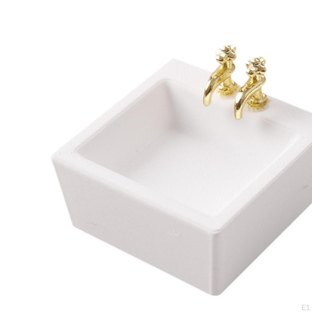 *1/12 Scale Dollhouse Washbasin Mini DIY Fitments Furniture Toy for Life Scene Micro Landscape