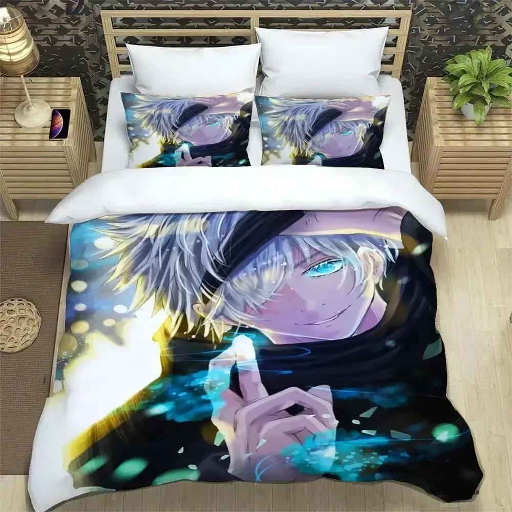 3D Anime Jujutsu Kaisen Satoru Gojo Bedding Set Print With Pillowcase Bed Duvet Cover Soft Single Double Queen Super King Size
