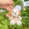Fluffy Chef Style Dog Plush Keyrings Soft Stuffed Animals Backpack Keyrings  Hanging Accessory