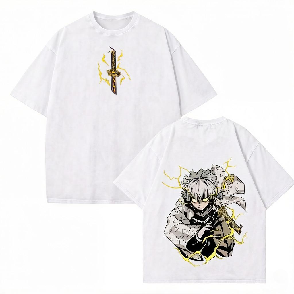 

Zenitsu Demon Slayer Graphic Tshirt Unisexga Vintage Washed T Shirt Unisex Women Clothing Cotton Soft Short Sleeve Tees L