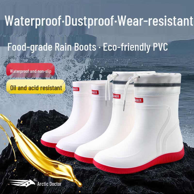 DR.ARCTIC Men's Reflective Ankle Rain Boots - Stylish, Round Toe, Anti-Slip.
