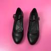  sapatos femininas women cute round toe black soft leather office square heel shoes lady retro elegant work shoes ab572
