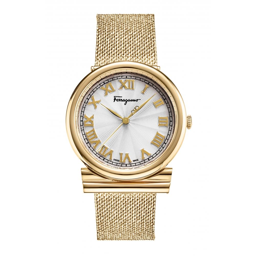 

Salvatore Ferragamo Ferragamo Женские белые кварцевые часы 34 мм, золотистые