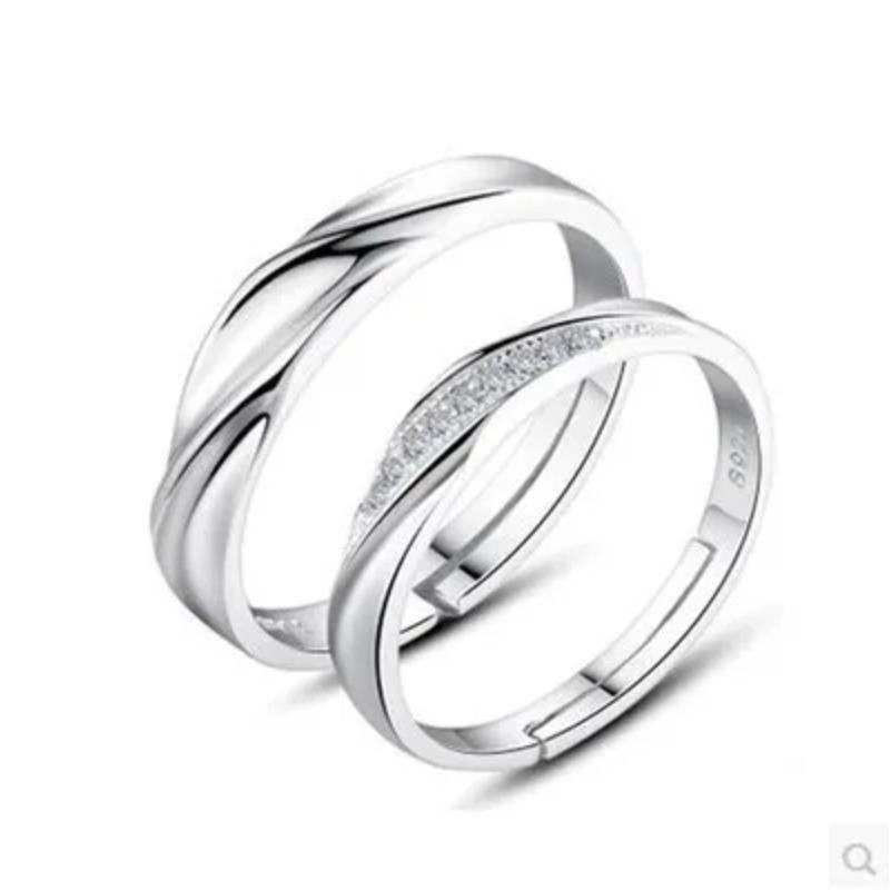 Fashion Exquisite Silver Color Pair Rings for Women Men Adjustable Couple Engagement Wedding Gift Jewelry Accessoires