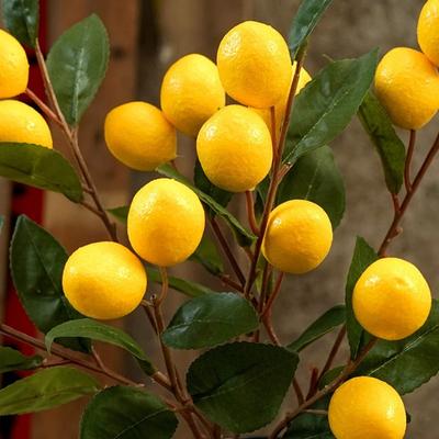 Luxury Artificial Lemon Branch Elegant Handmade Artificial Lemon Fruit Plastic Simulation Fruit Tree Restaurant Hotel