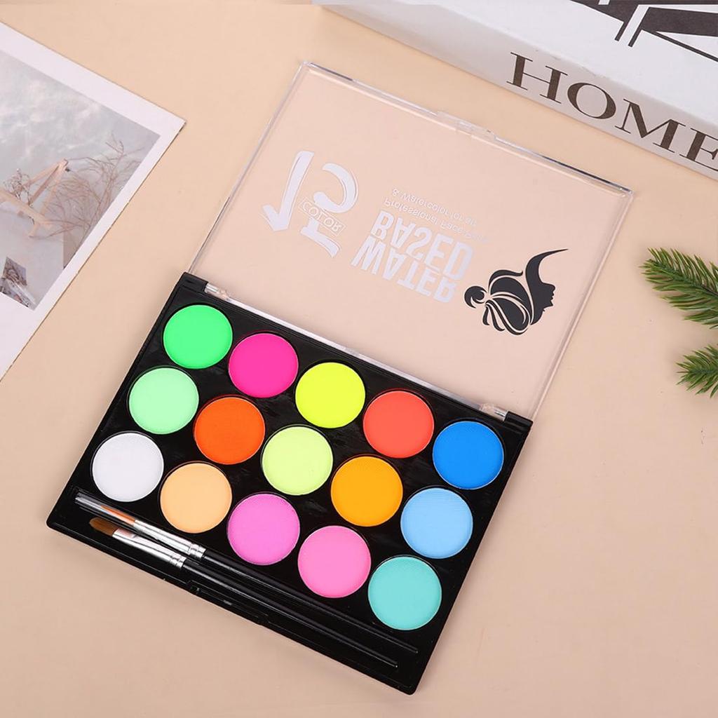 Face Paint Body Easy to Cosplay Fluorescent 15-Color Set, Paint, Safe, Non-Toxic, Wash, Quick-Drying, Eco-Friendly, Makeup, Eyeshadow, Eyeliner,