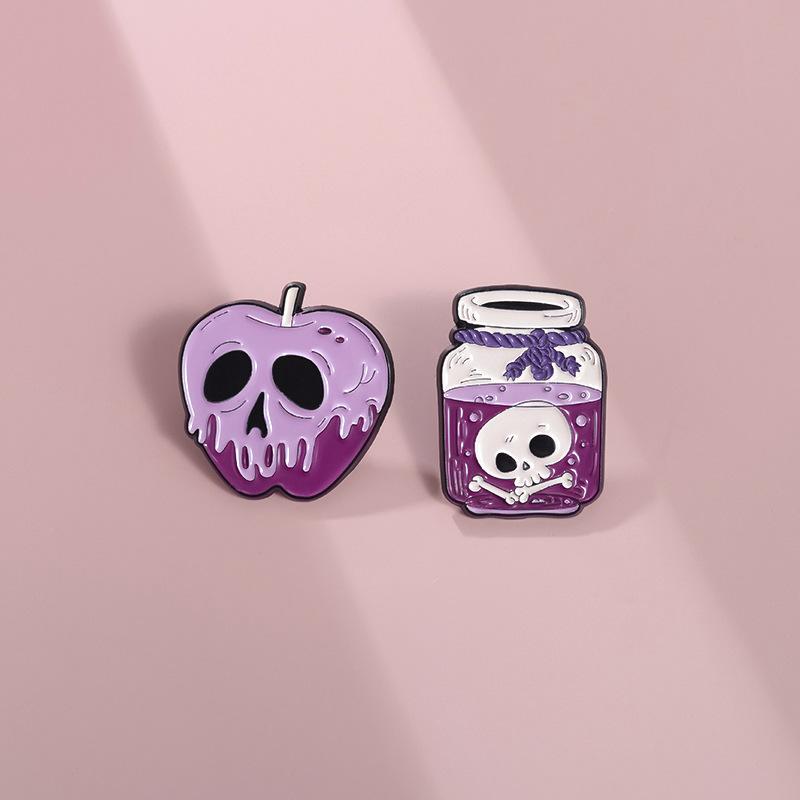 Halloween Charming Purple Brooch In Creative Skull And Potion Bottle Style Perfect For Festive Occasions Gifts And