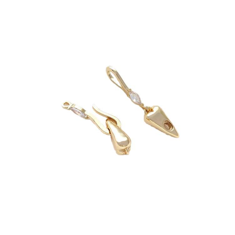 14K Gold Filled Peach Heart Fishhook Clasp for Bracelets & Necklaces - Color Preserving OT Closure, DIY Jewelry Connector.