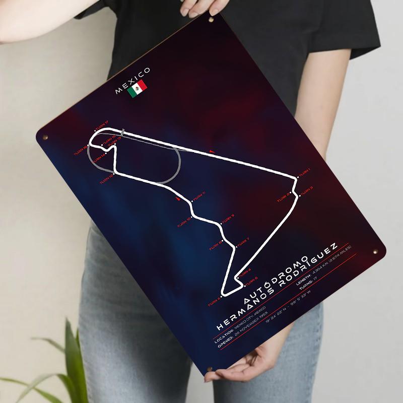 

Autodromo Hermanos Rodriguez Mexico City Track Map Metal Tin Sign Home Decor Wall Art 20x30cm（7.8x11.8inch）