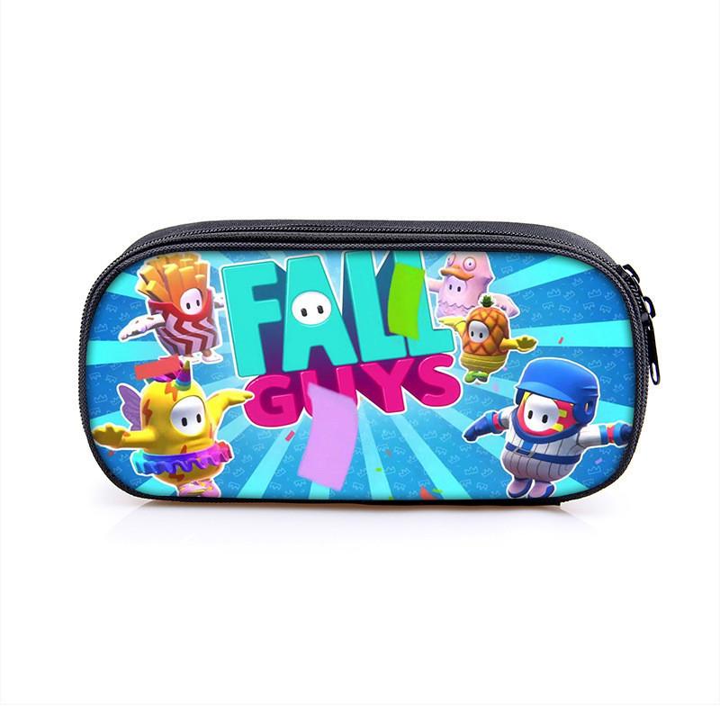Fall Guys Cartoon Pencil Case For Students With Nylon Material Storage Organizer