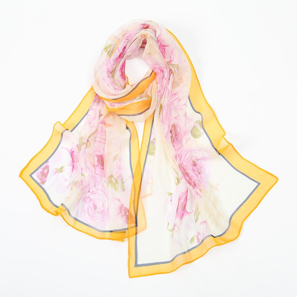 New Beauty Floral Printed Georgette Hijab For Women Thin Soft Scarf Shawl Wrap Middle East Summer Beach Sunscreen Thin Headscarf