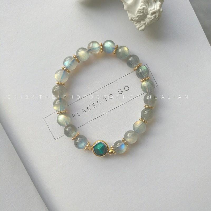 Natural Moonstone Crystal Bracelet Women Handmade Geometric Design Minimalist Friendship Gift Protective Natural Bracelet