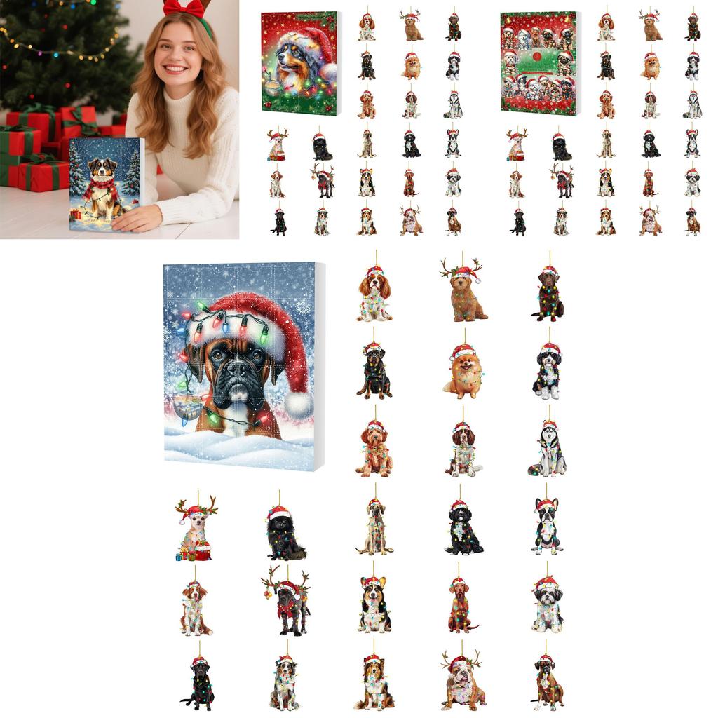 Christmas Pet Dog Advent Calendar Blind Box With Acrylic Decorations For Holiday Gift Giving