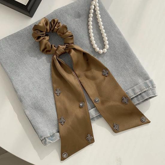 Hair Band Rhinestones Inlaid Long Ribbon Wide Elastic Hair Tie Smooth Draping Secure Hold No Slip Damage Hair Rope