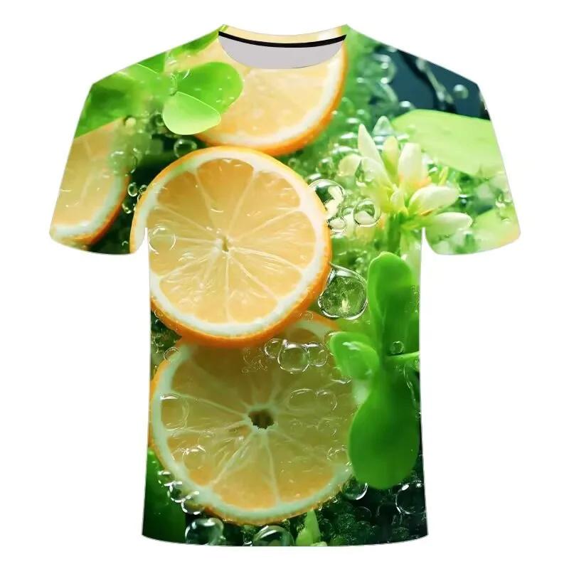 

New 3D Fruits Lemon Orange Pritning T Shirt Blueberry Dragon Fruit Graphic T-shirts For Men Summer S