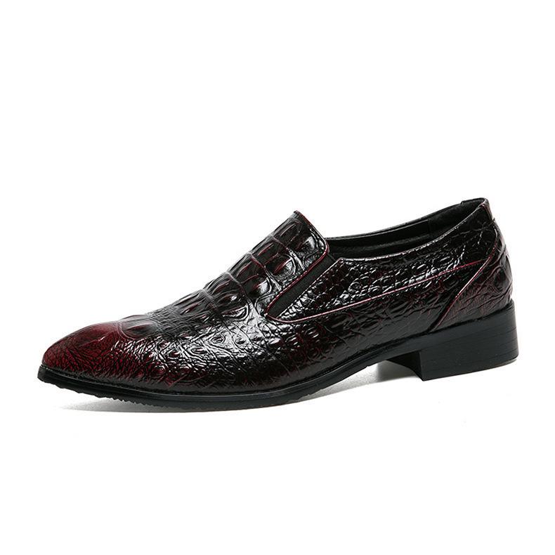 Men's Crocodile Pattern Leather Shoes: Pointed Toe Business Formal & Casual British Retro Style