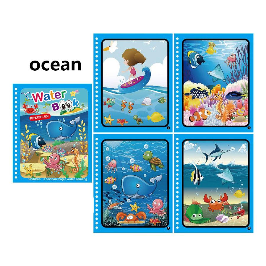 Magic Water Drawing Book with Pen Unicorn Dinosaur Birthday Style Children Montessori Painting Book Sensory Early Education JXB