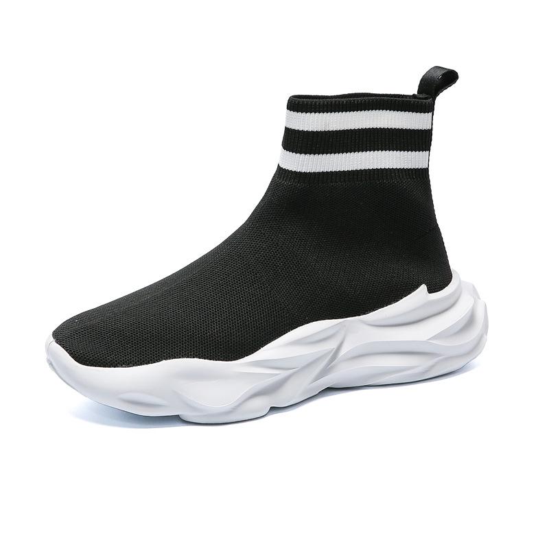 Men's Socks and Shoes Spring and Summer Mid-tube Fly-woven Breathable Sports and Leisure Shoes Lightweight Platform Mesh Shoes Versatile Trendy Shoes