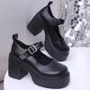 Fashion Mary Jane Shoes 2025 Fashion Light Women's Shoes Buckle Strap High Heels Fashion Shallow Office and Career Plus Size Black Heels