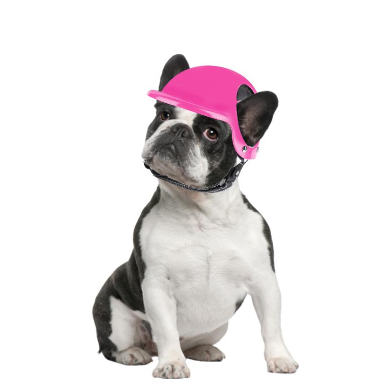 Pet Helmet Pink Dog Cat Wear Comfortable Motorbike Sports Outdoor Accessories Headwear Double Hole Adjustable Size Pet Supplies