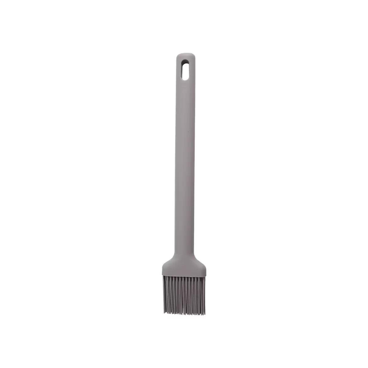 

High temperature resistant silicone kitchenware set, easy to clean at home, leaking spatula, spoon, dense scraper, oil brush, cooking kitchenware gray oil brush