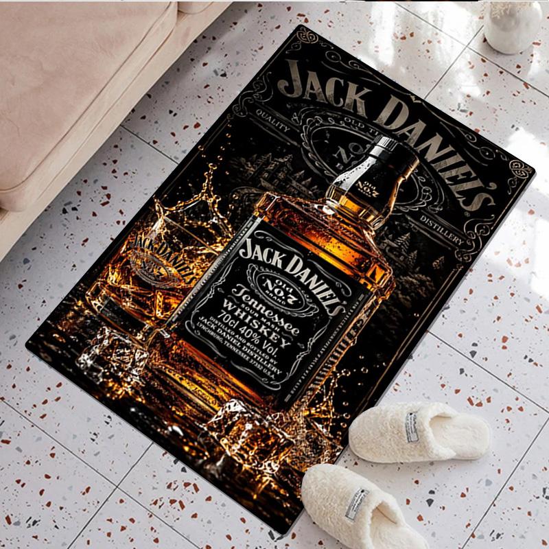 Jack Daniel's Whiskey  Carpet Office Decorative Carpet For Living Room Bedroom Door Mat Floor Rug Computer Chair Area Rug