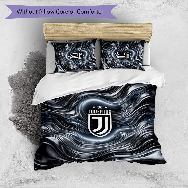 Set Biancheria da Letto 3 Pezzi con Stampa Pattern Juventus FC Morbido Delicato sulla Pelle Lavabile Copripiumino e Federe Set Stagione Unica Camera da Letto