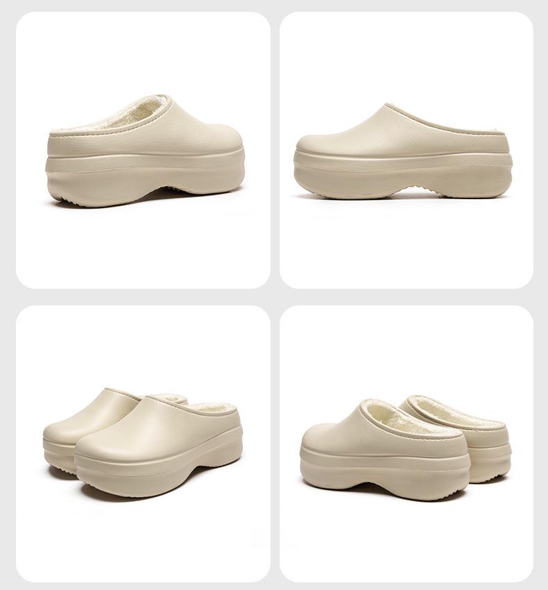 Men's Thick-Soled Cotton Slippers, 2025 Winter Collection - Waterproof, Non-Slip, Height-Enhancing, Plus Velvet, Toe-Covering Design