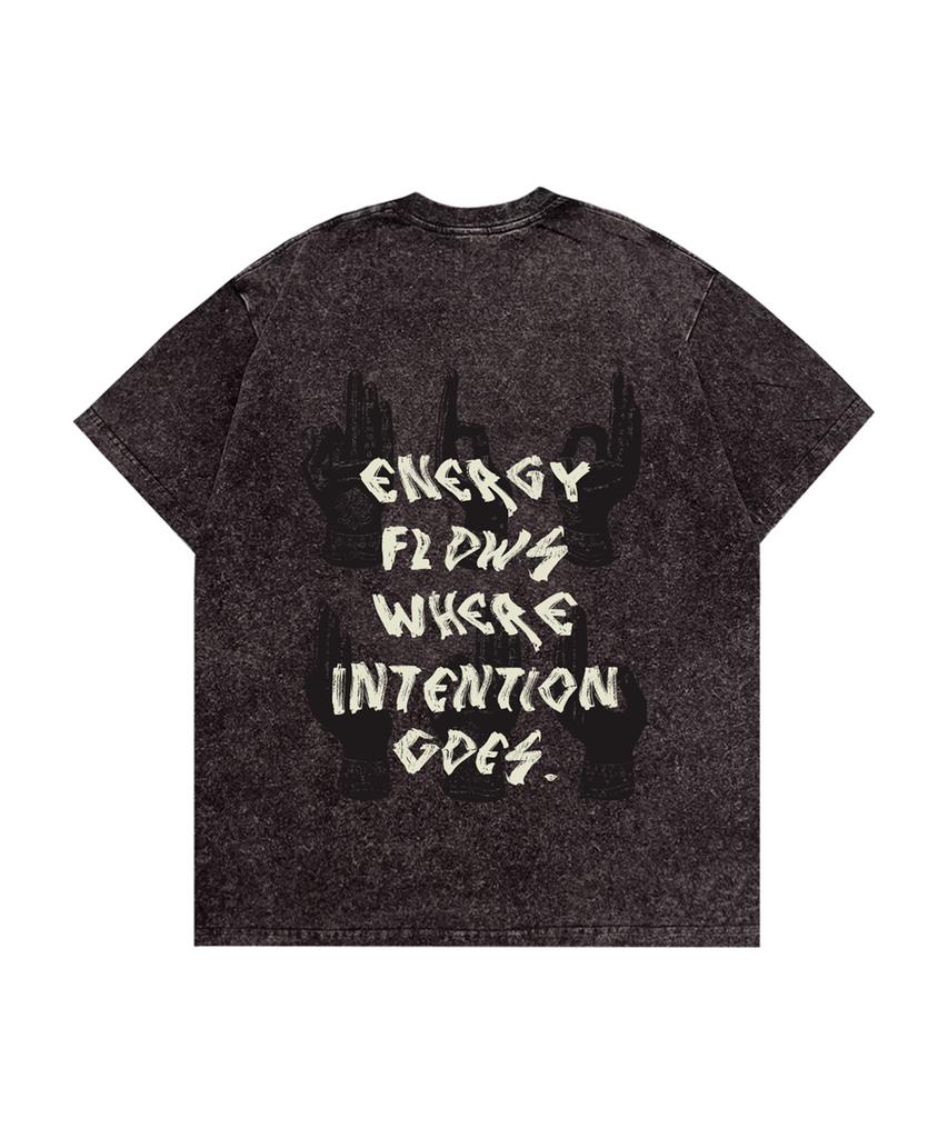 BHAVANTU Energy Flows Where Intention Goes Pigment T-Shirt (Vintage Beige / Vintage Dark Gray)