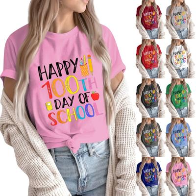 Women's Fashion Casual  Printed Short Sleeve Round Neck Pullover Tops