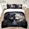 3pcs Wolf Pair Bedding Set Soft Polyester Down Comforter Cover and Pillowcases,Home Decoration All Seasons(No Insert) S0819107